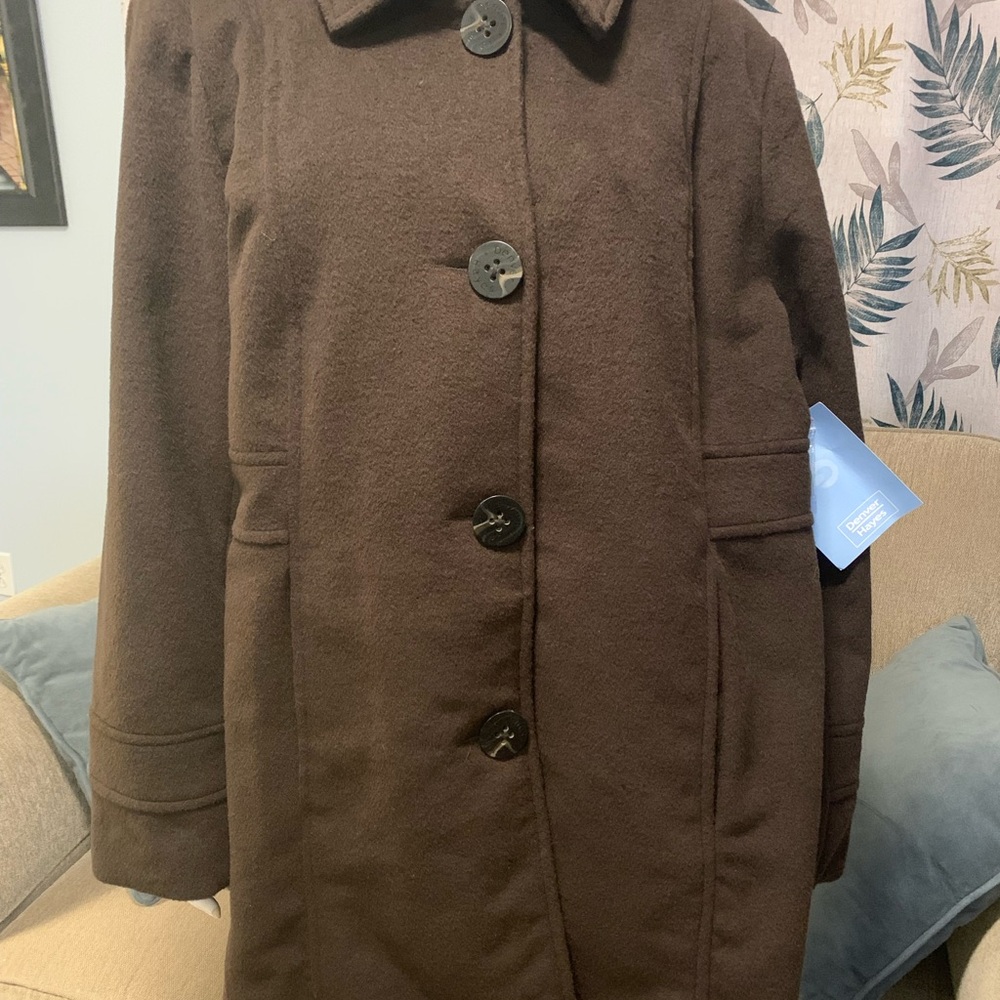 Denver Hayes Plus Size Dark Brown Pea Coat